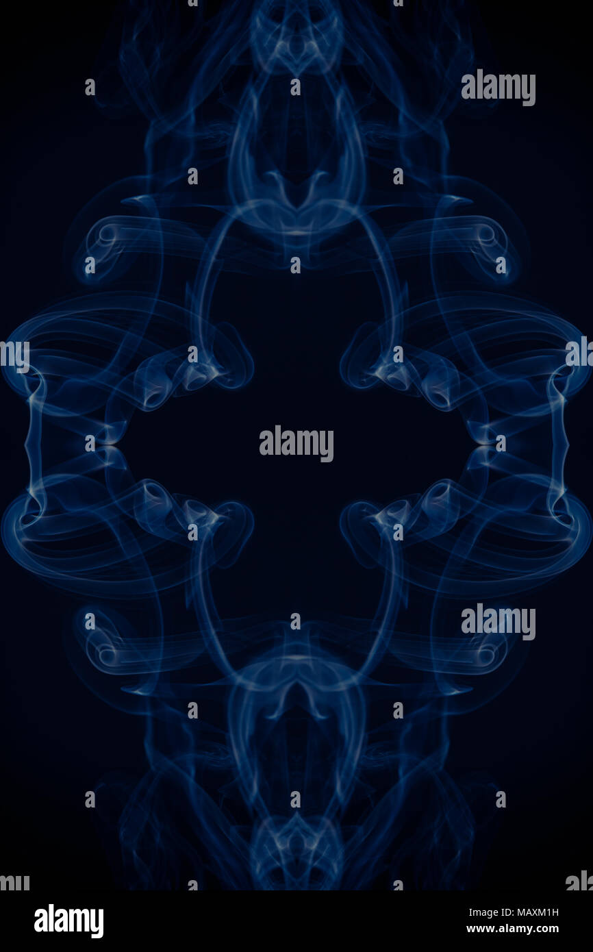 movement of smoke, Abstract Light blue smoke on black background, Light ...