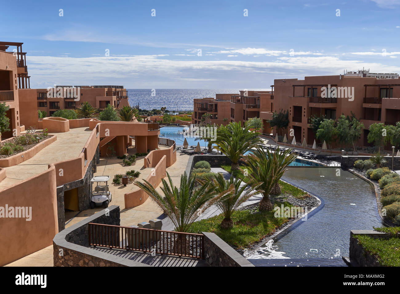 Looking through the Sandos San Blas Hotel Complex in Tenerife, on to the Sea in the Background on this Island Stock Photo - Alamy