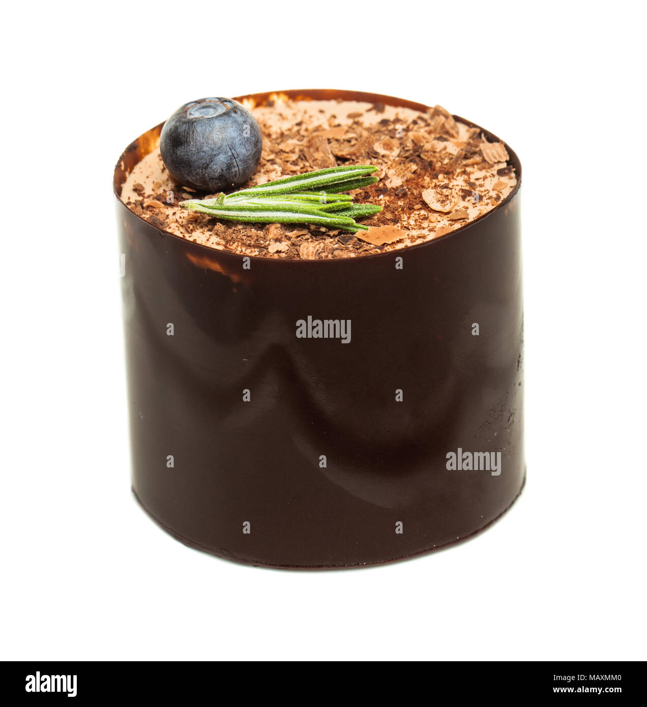 Chocolate cake with berry isolated on white Stock Photo - Alamy
