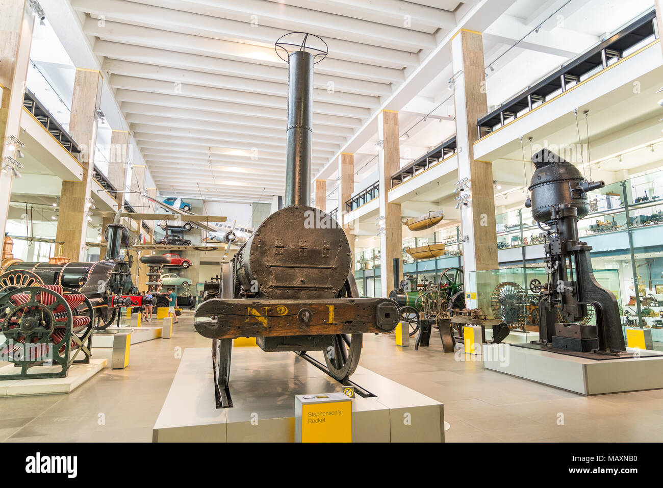 Stephenson's Rocket Locomotive, 1829 in the Science Museum, London, UK Stock Photo