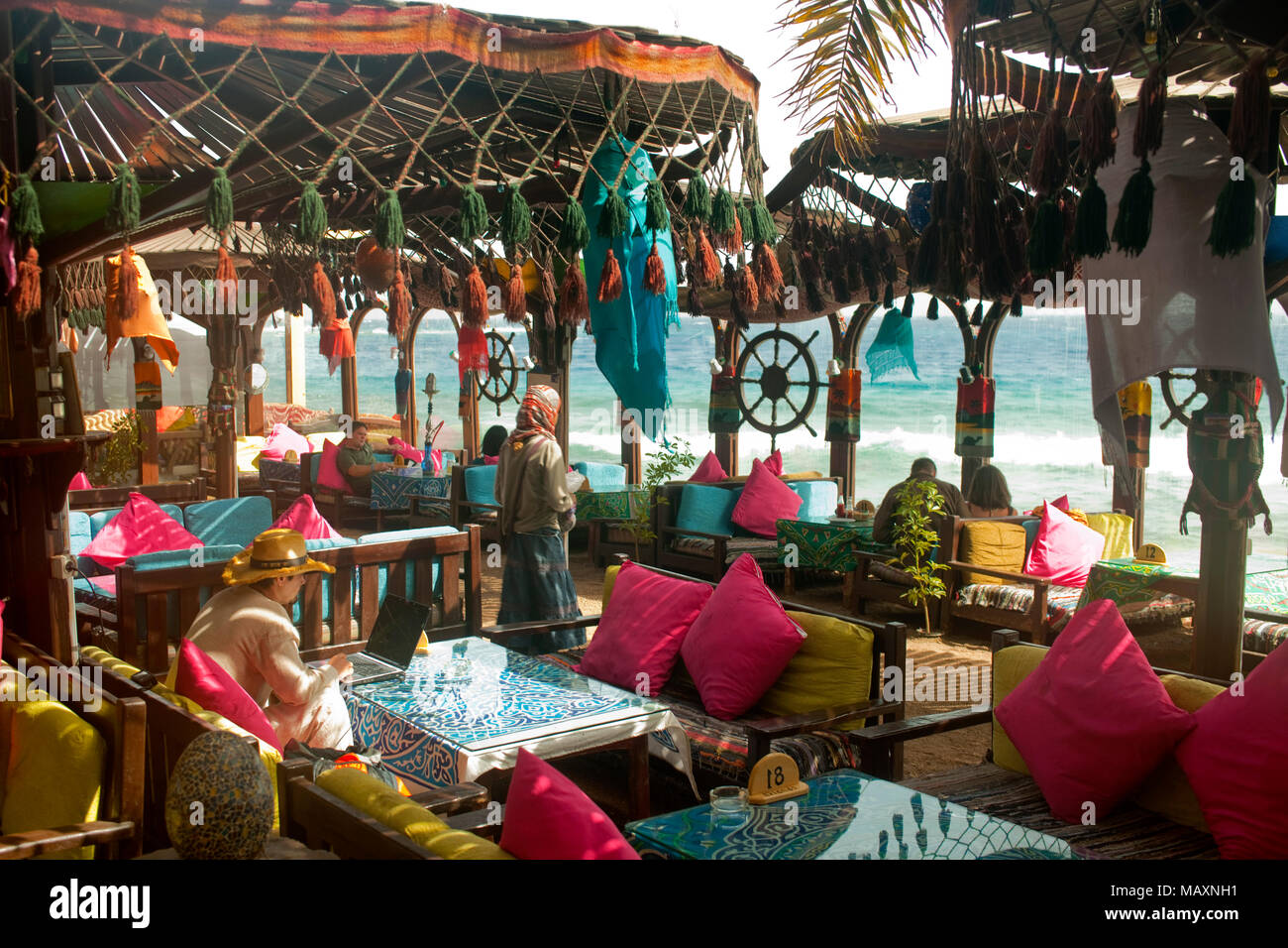 Egypt, Sinai Peninsula, Dahab, "Friends Restaurant Stock Photo Alamy