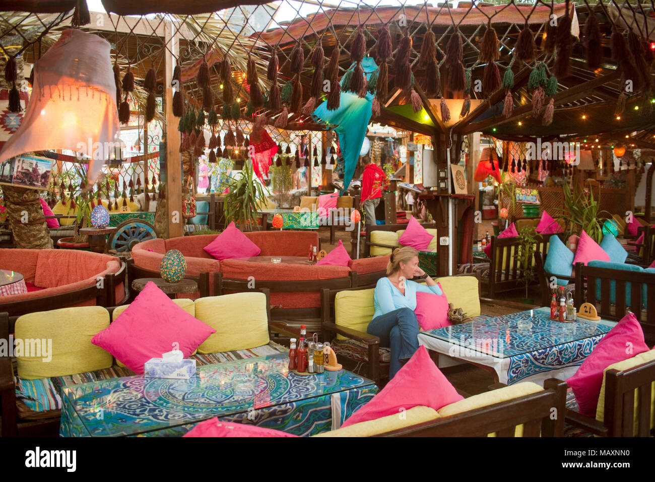 Egypt, Sinai Peninsula, Dahab, "Friends Restaurant Stock Photo Alamy