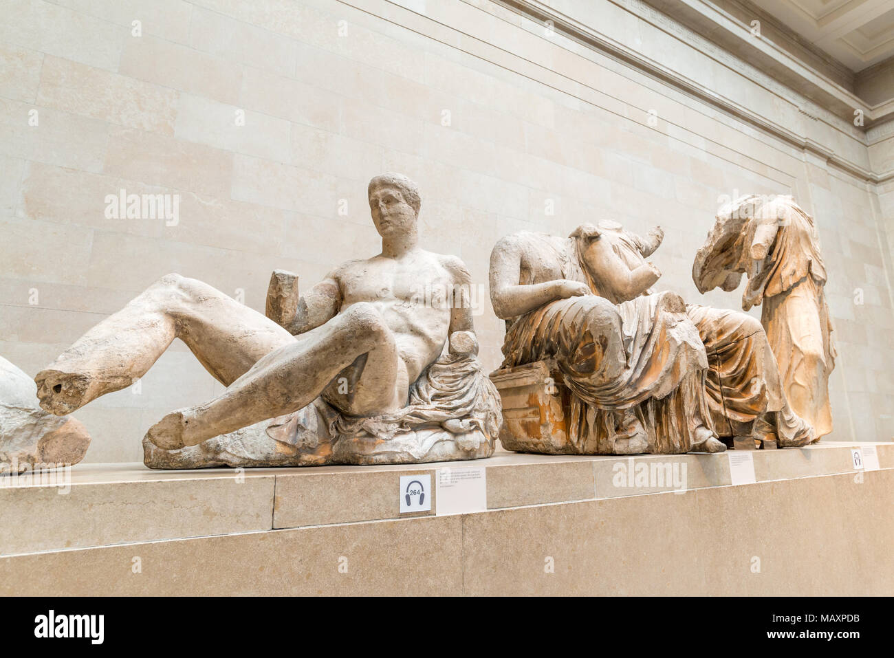 The Elgin marbles inside The British Museum, London, UK Stock Photo