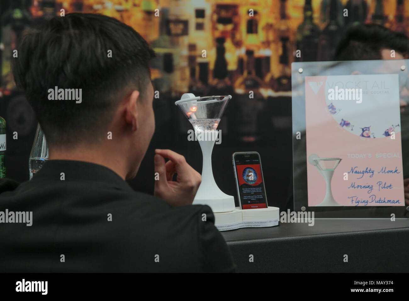 London UK 5 April 2018 Virtual Cocktails(Vocktail) is an interactive