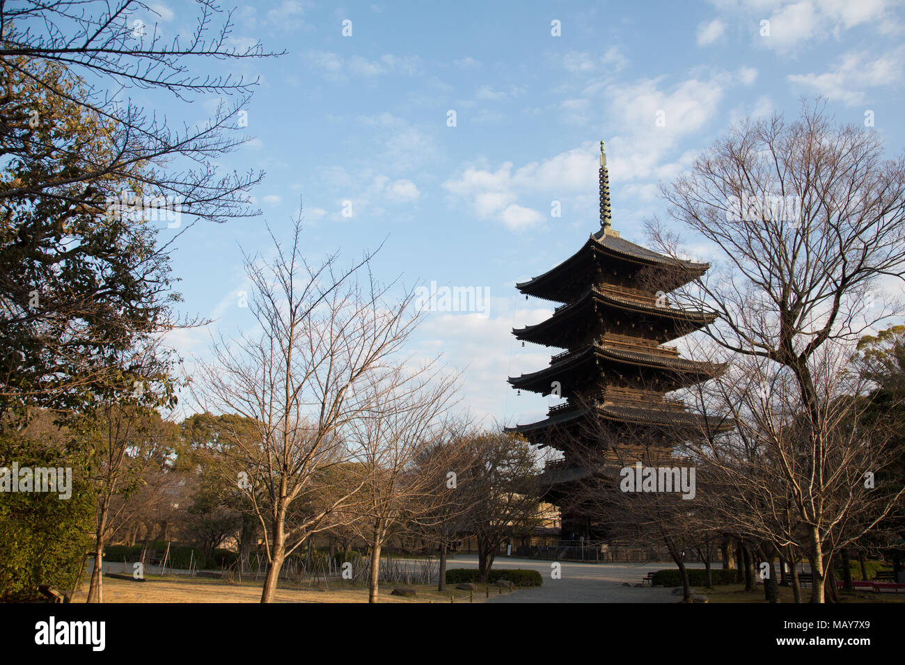 Japanese temple Toji in winter Stock Photo