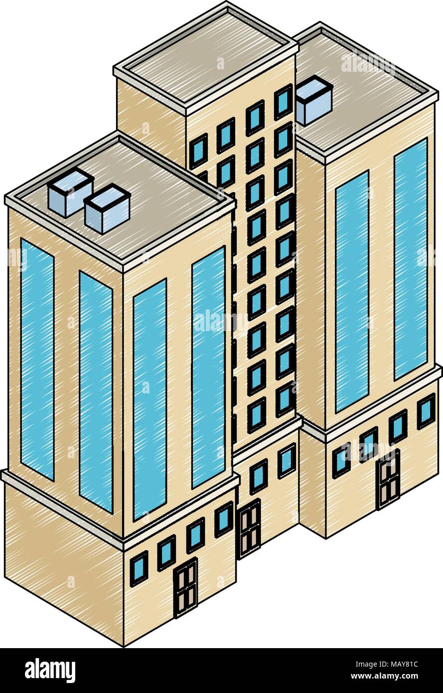 Isometric office building scribble Stock Vector Image & Art - Alamy
