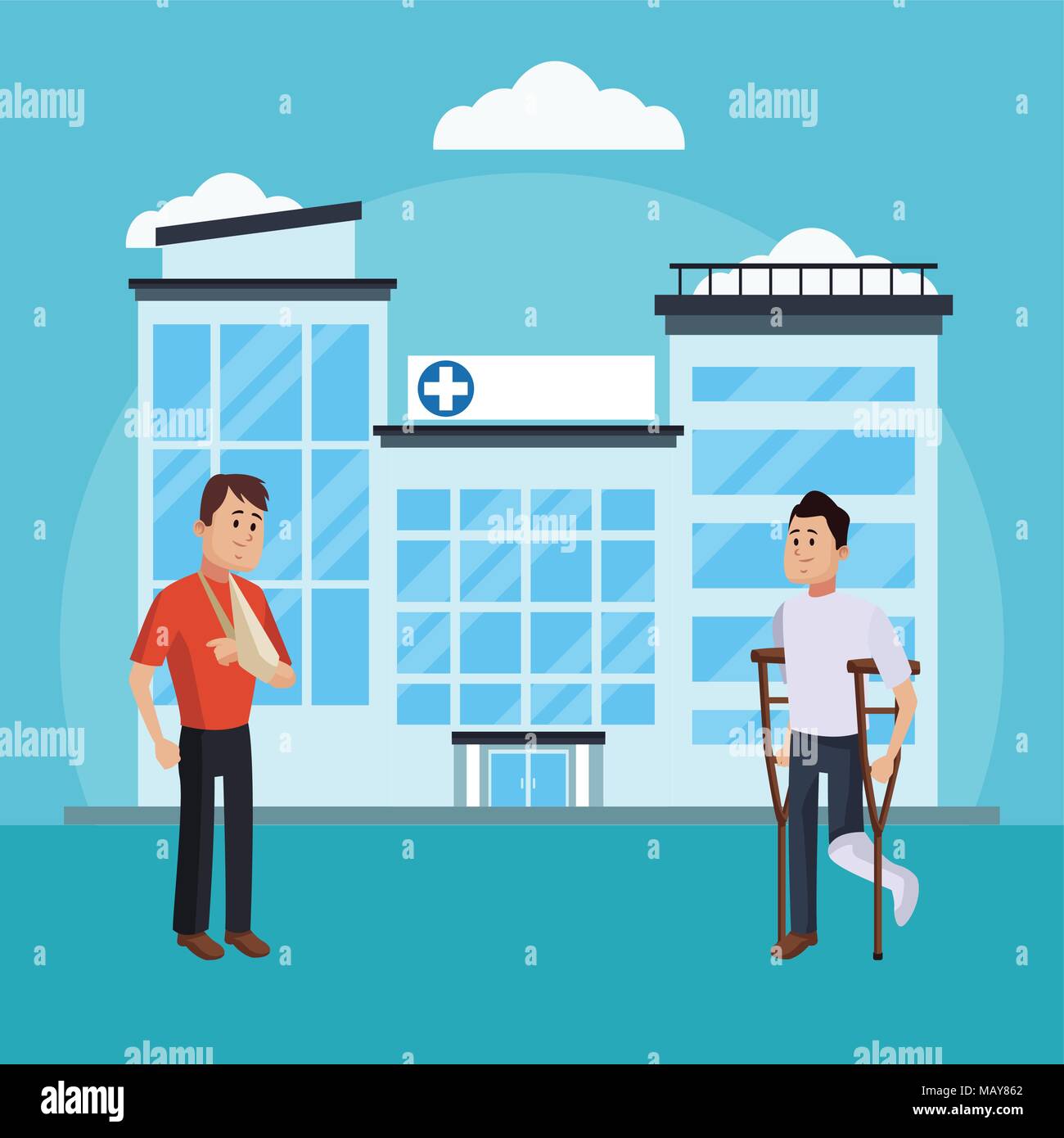 Patients outside hospital Stock Vector Image & Art Alamy