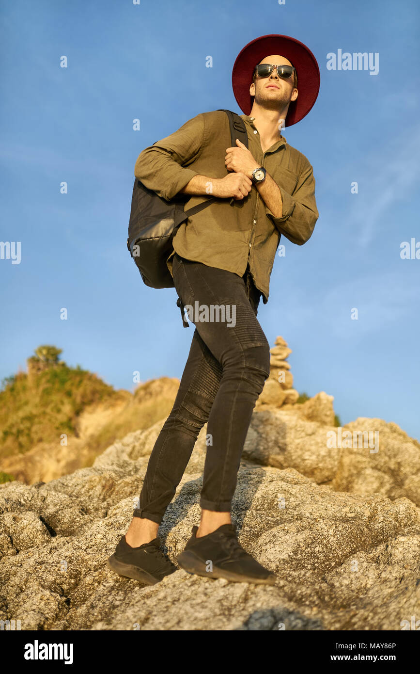 Tourist posing outdoors Stock Photo - Alamy