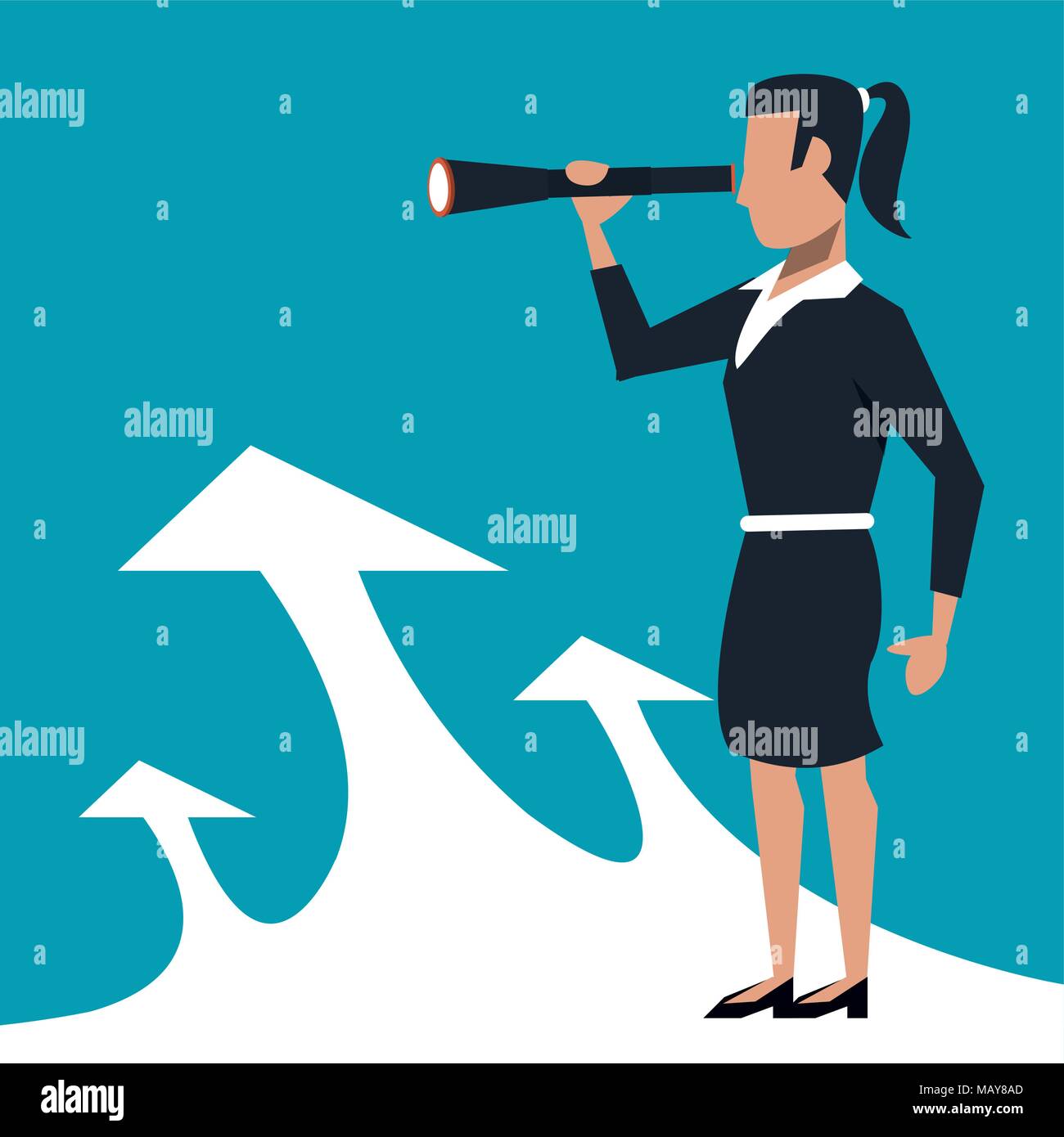 Business woman looking from telescope Stock Vector Image & Art - Alamy