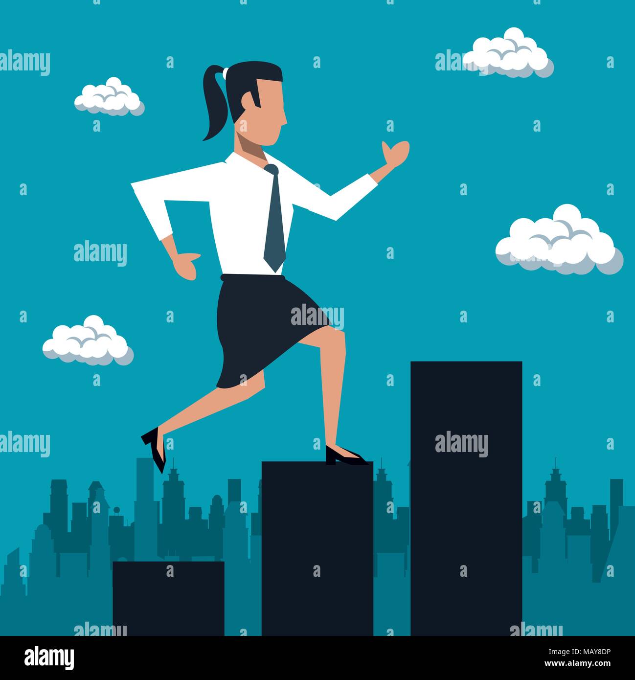 Business woman running over arrows Stock Vector Image & Art - Alamy