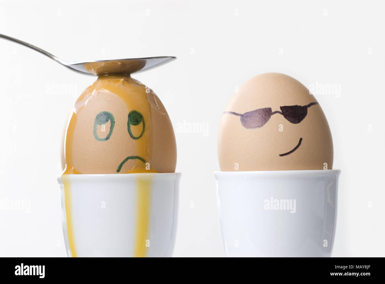 Cool dude egg dishes out punishment. Stock Photo