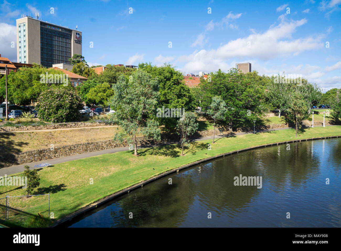 Looking from the River Torrens towards University of Adelaide campus in