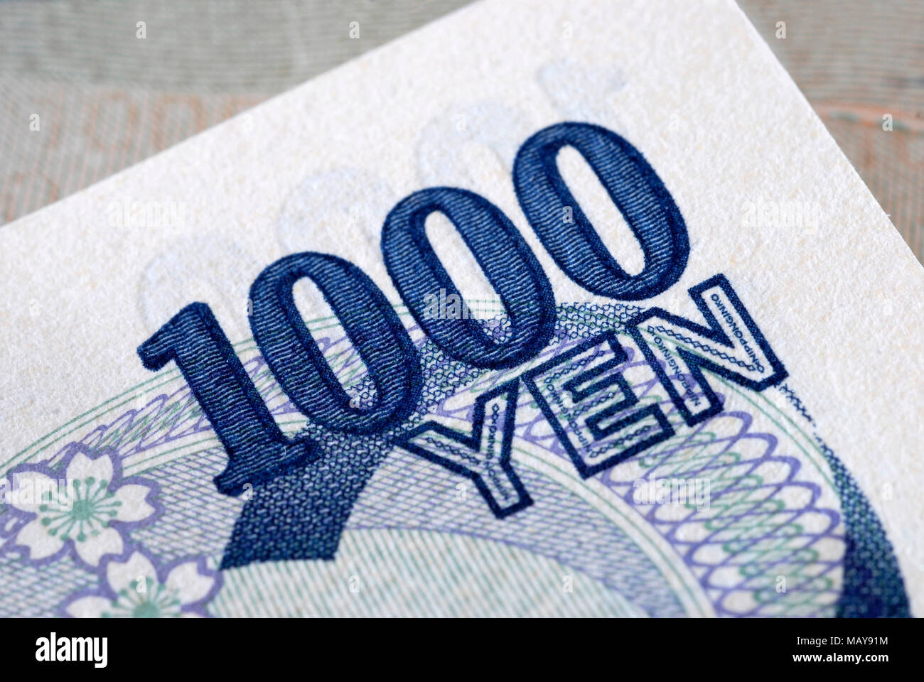 Detail of Japanese Yen 1000 bill Stock Photo Alamy