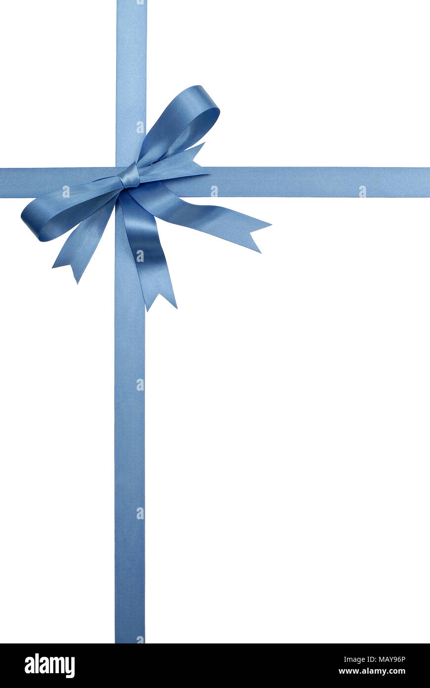 Blue ribbon and bow isolated on white background Stock Photo - Alamy