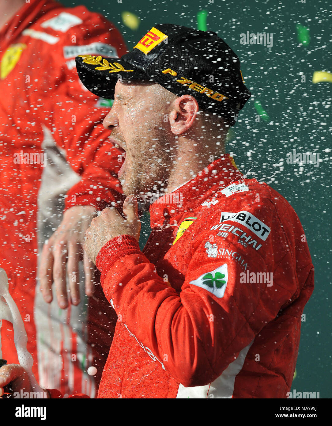 Vettel 2018 Race Winner Sebastian Vettel of Scuderia Ferrari. Day 4, Race Day, of ...