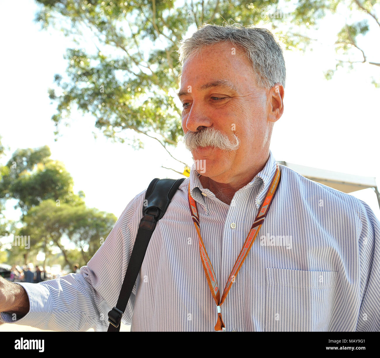 Chase Carey, CEO of Formula 1.  Day 2 of the 2018 Formula 1 Rolex Australian Grand Prix held at The circuit of Albert Park, Melbourne, Victoria on the 23rd March 2018. Wayne Neal | SportPix.org.uk Stock Photo