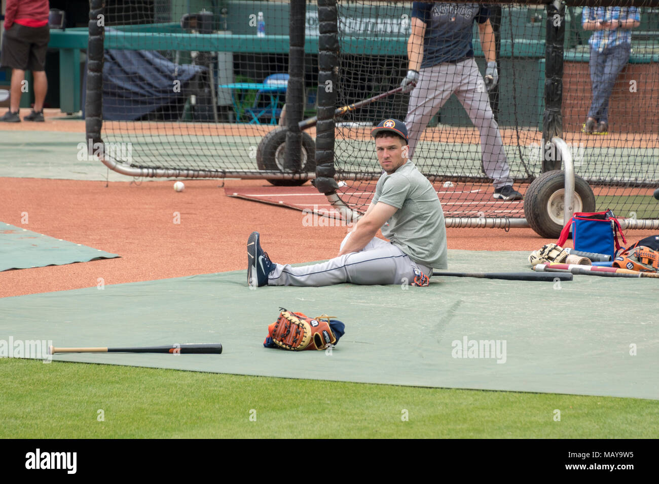 Houston Astros third baseman Alex Bregman relaxing between turns at