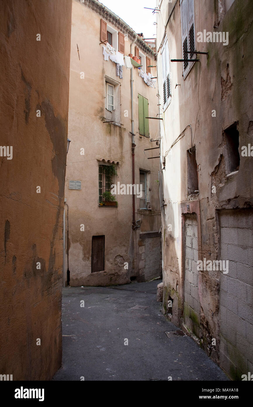 Alley at old town of Grasse, Alpes-Maritimes, South France, France, Europe Stock Photo