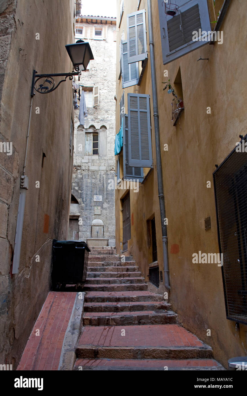 Alley at old town of Grasse, Alpes-Maritimes, South France, France, Europe Stock Photo