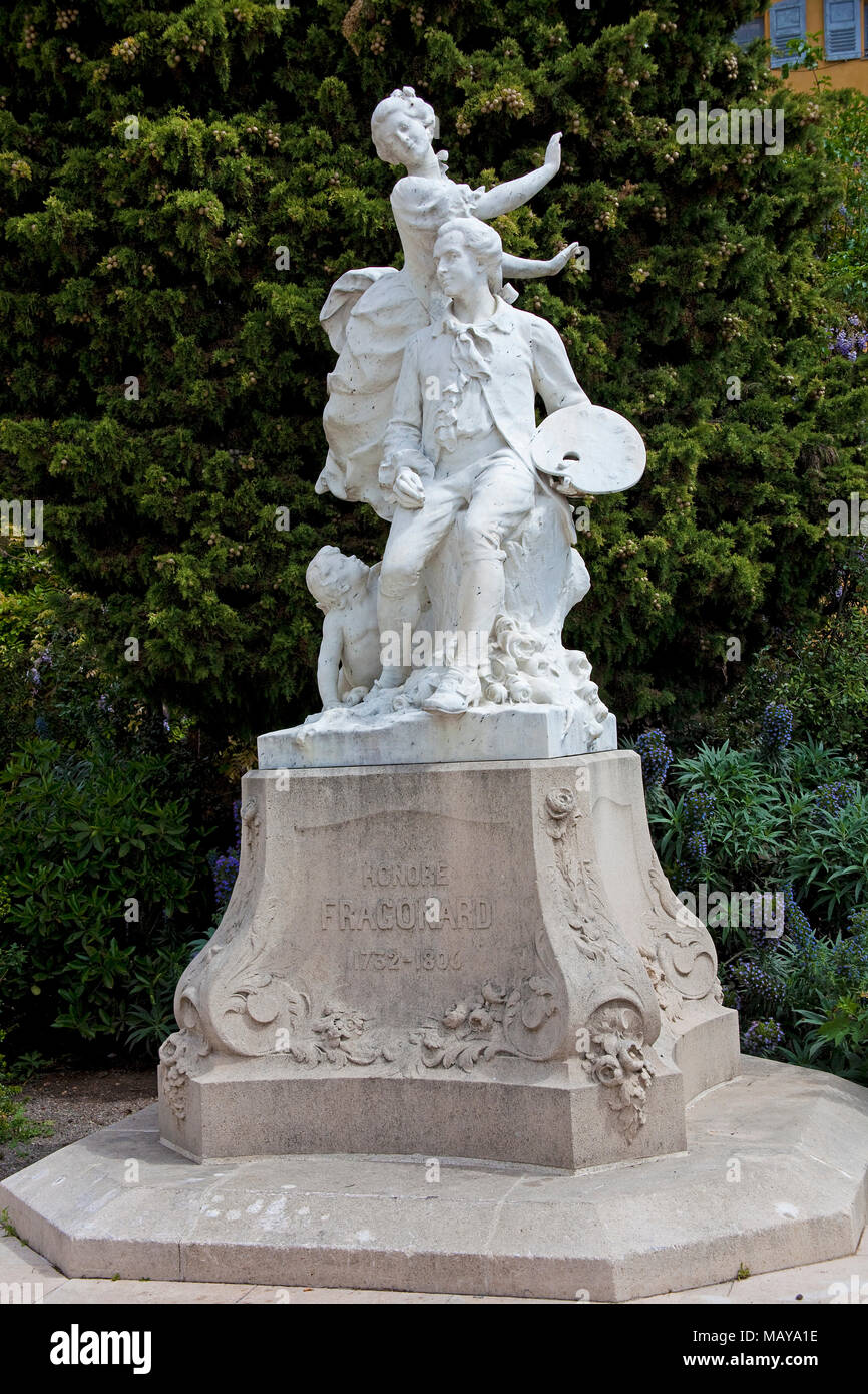 Memorial to Jean-Honore Fragonard, old town of Grasse, Alpes-Maritimes, South France, France, Europe Stock Photo