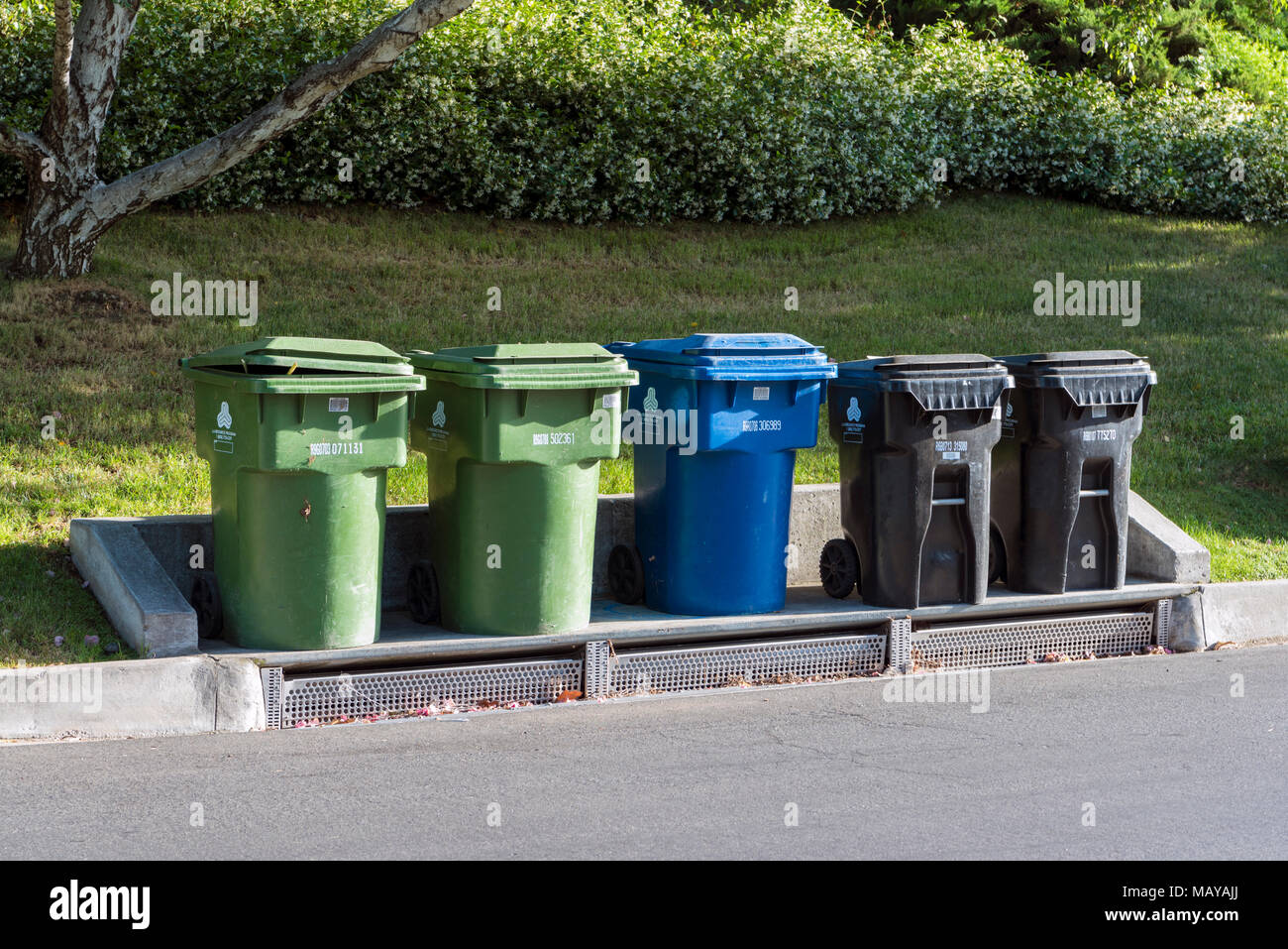 Black green wheelie bins outside hi-res stock photography and images ...