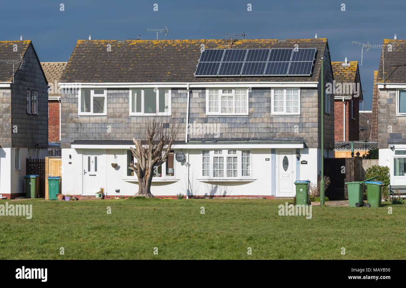 Modern Tile Hung house with solar panels next to a park in England, UK Stock Photo Alamy