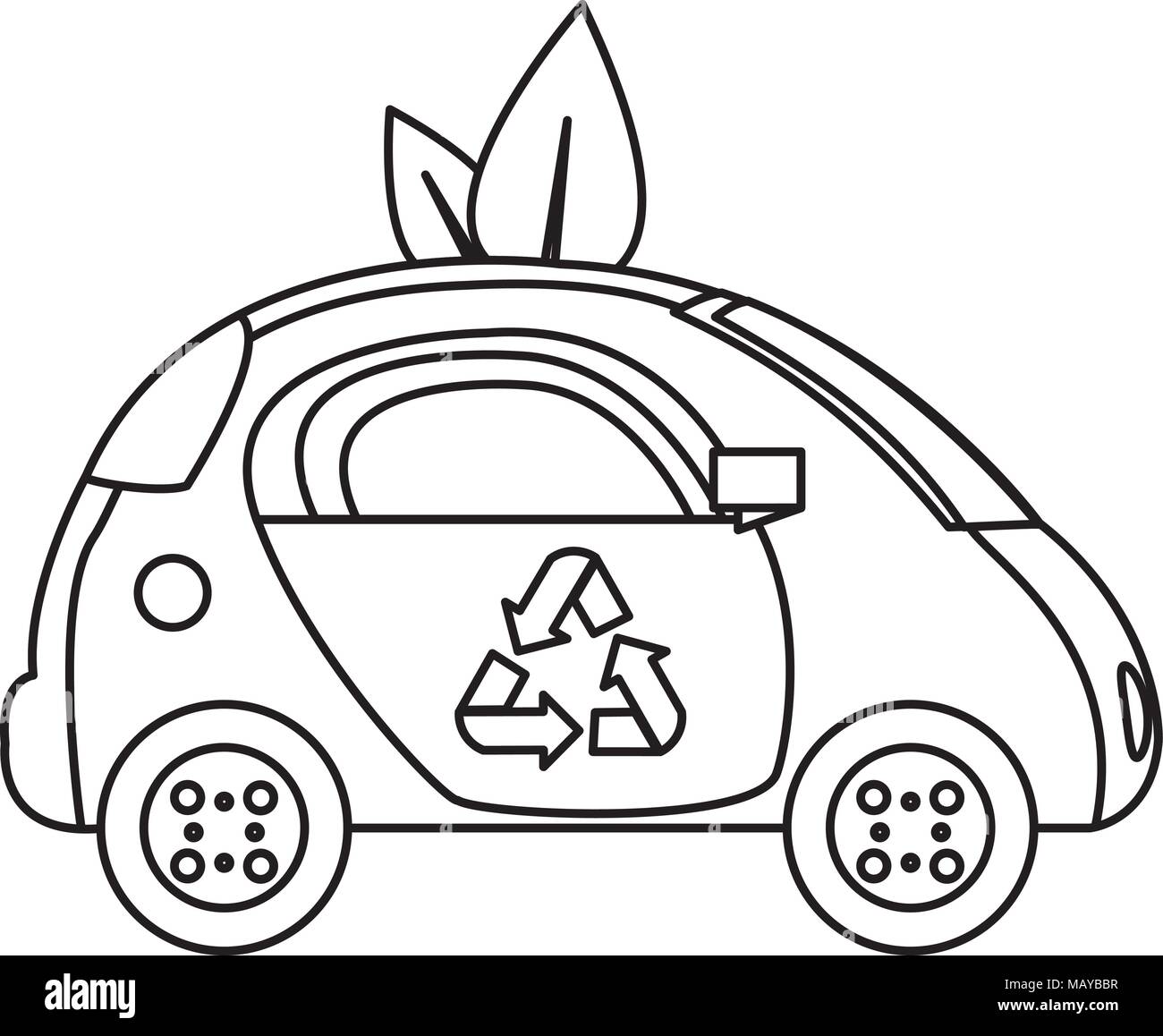 line ecology car vehicle technology with leaves Stock Vector Image ...