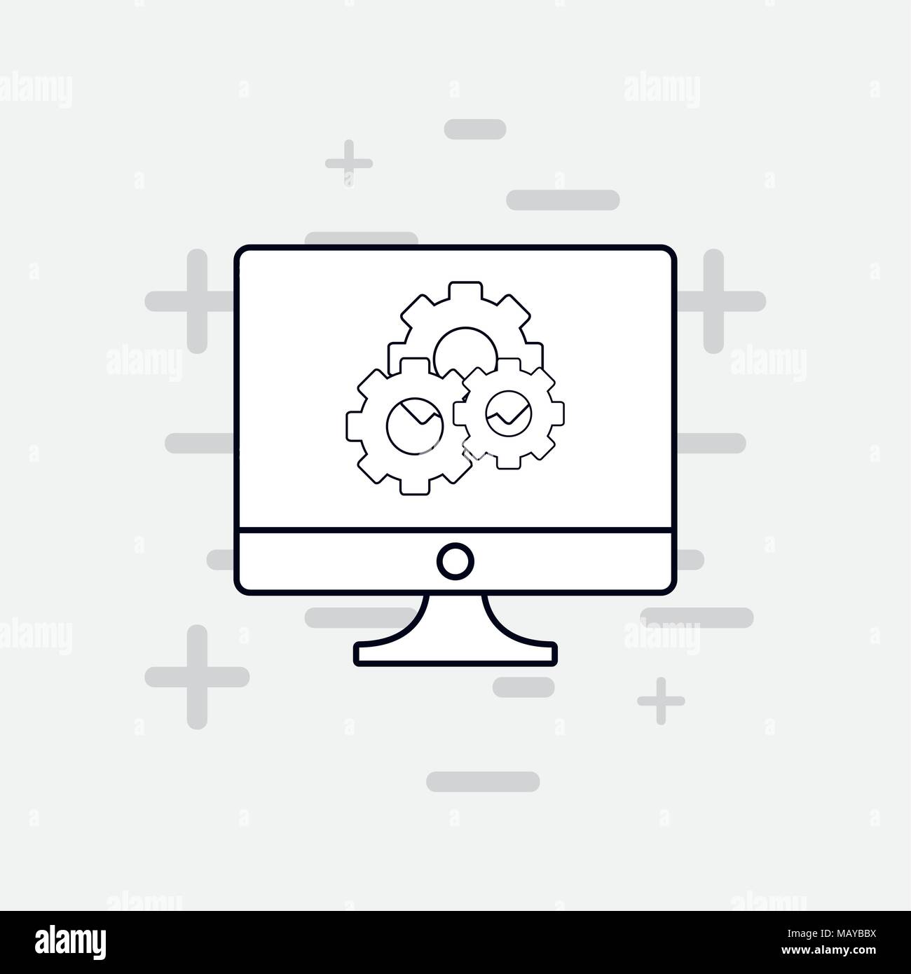 seo design with computer and gear wheels over white background, vector ...