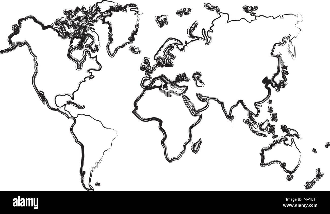 grunge global geography map with continents world Stock Vector Image ...