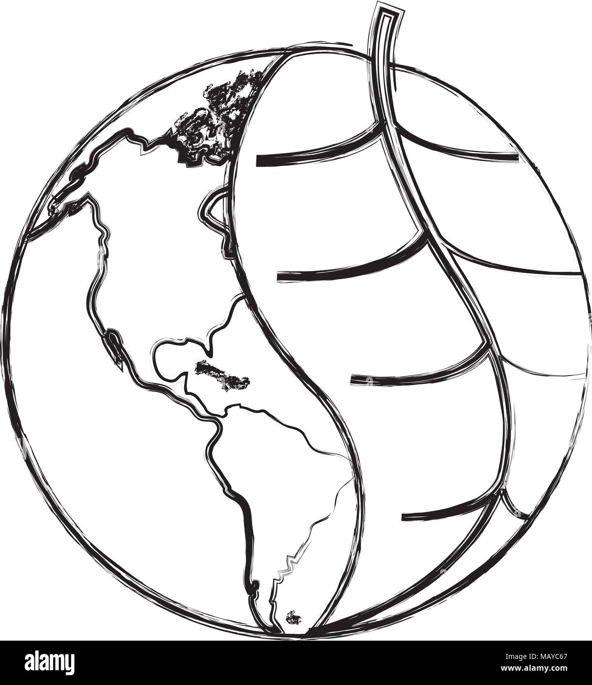 grunge global earth planet with leaf to ecology care Stock Vector Image ...