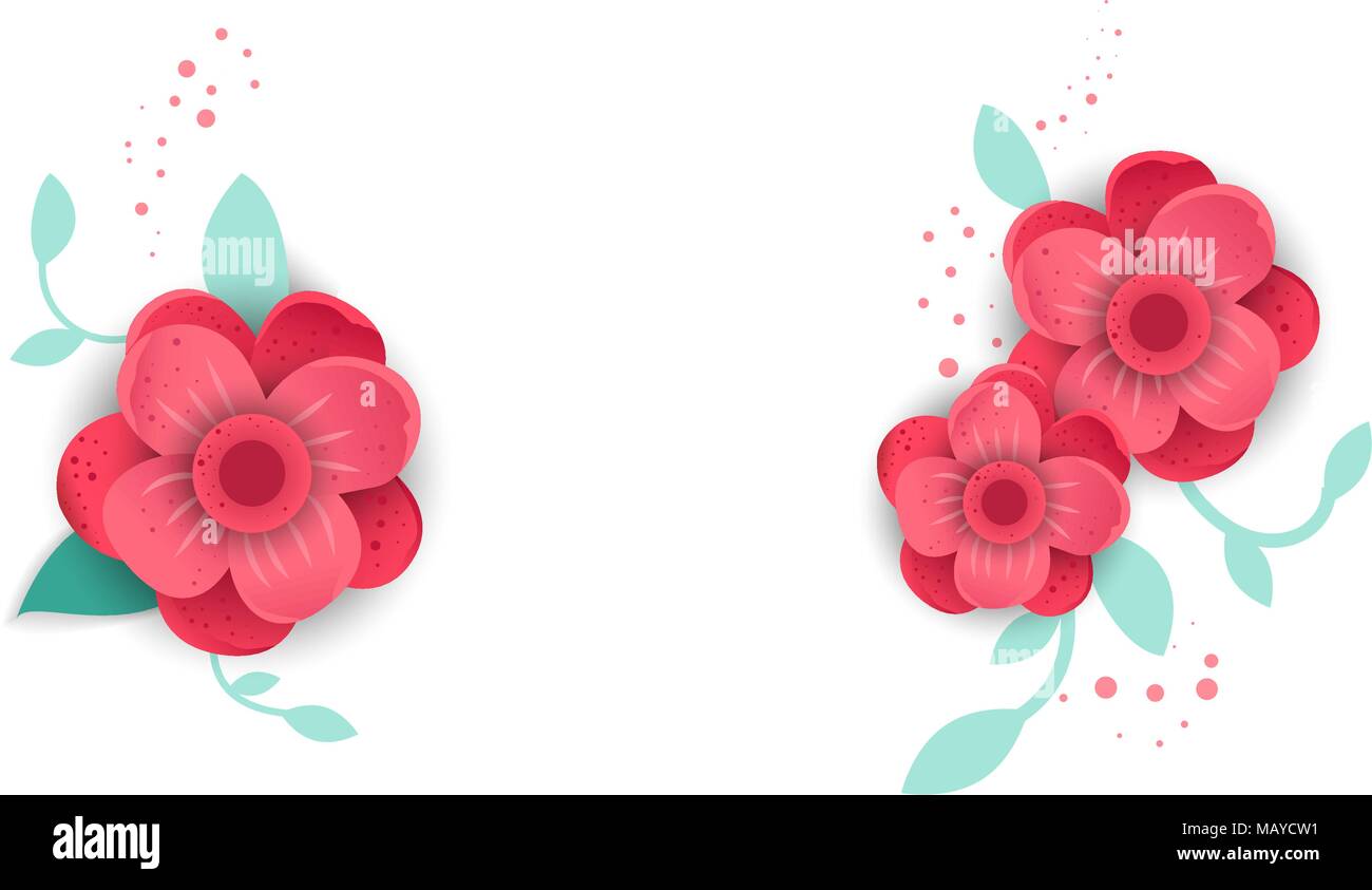 Paper cut style of bright flower isolated on white background. Vector ...