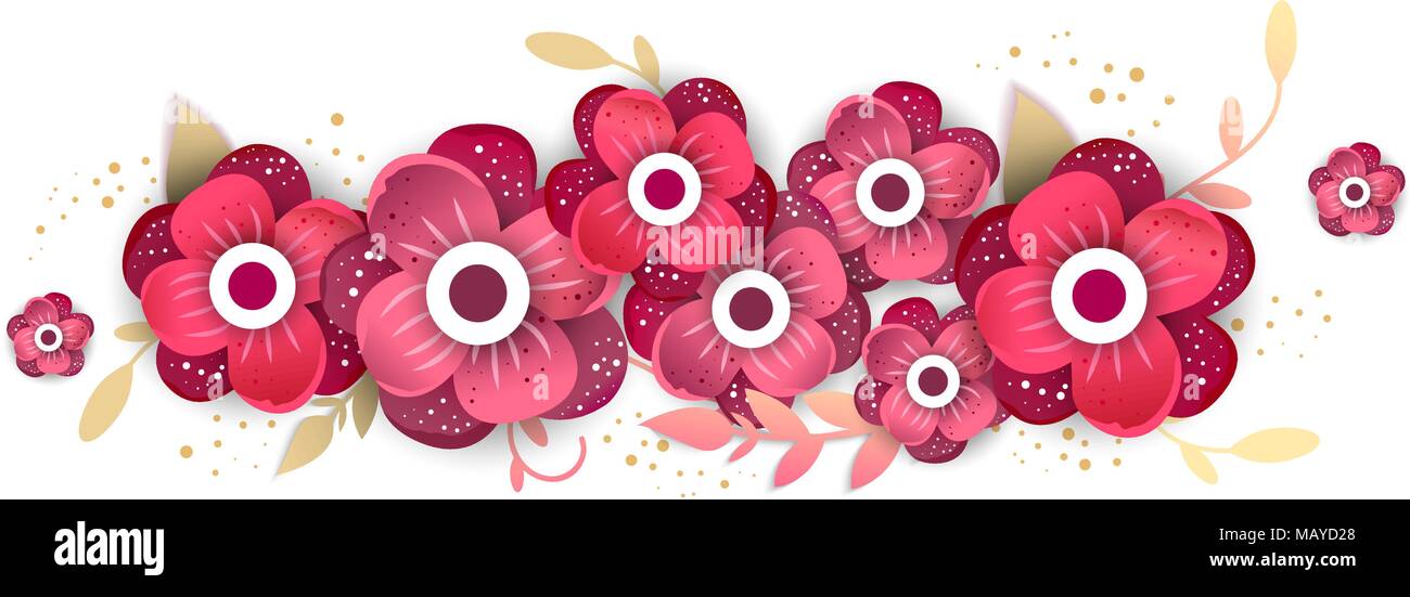 Paper cut style of bright flower isolated on white background. Vector ...