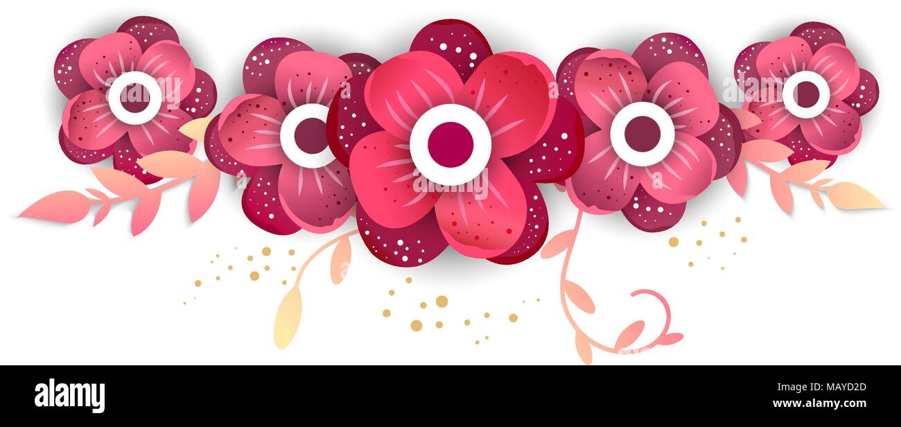 Paper cut style of bright flower isolated on white background. Vector ...