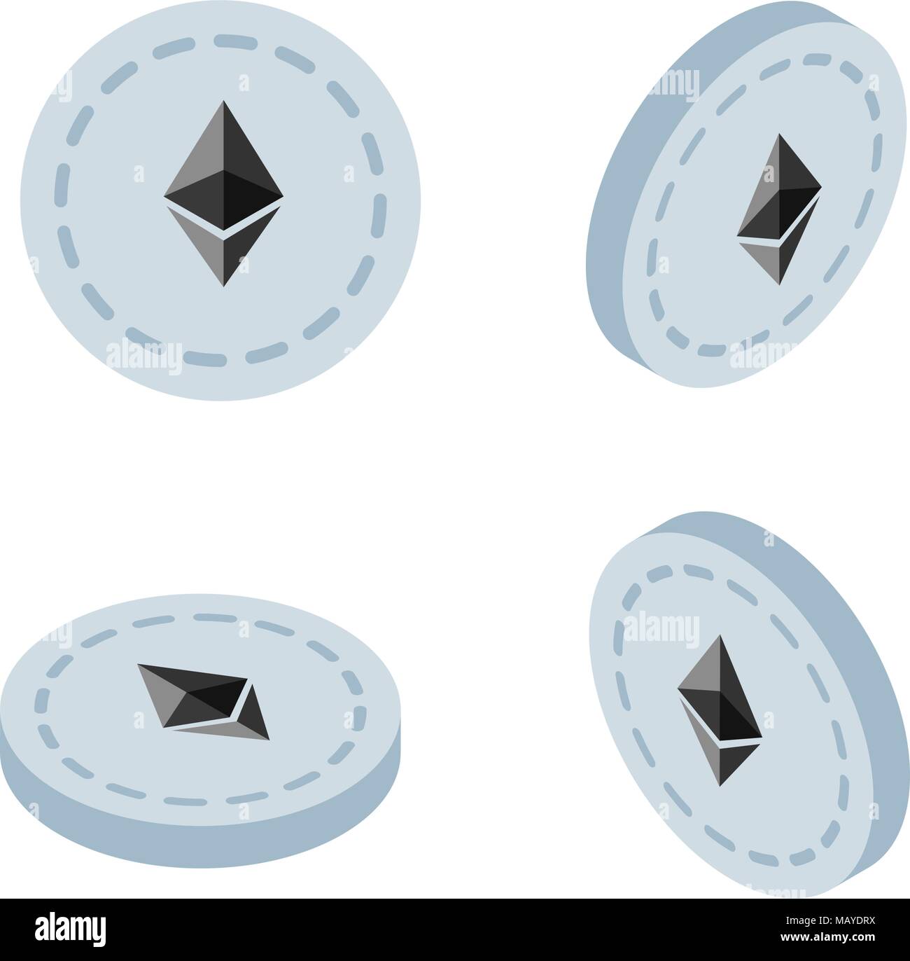 Isometric 3d Ethereum cryptocurrency blockchain flat icon. Use for logos,  print products, page and web decor or other design Stock Vector Image & Art  - Alamy