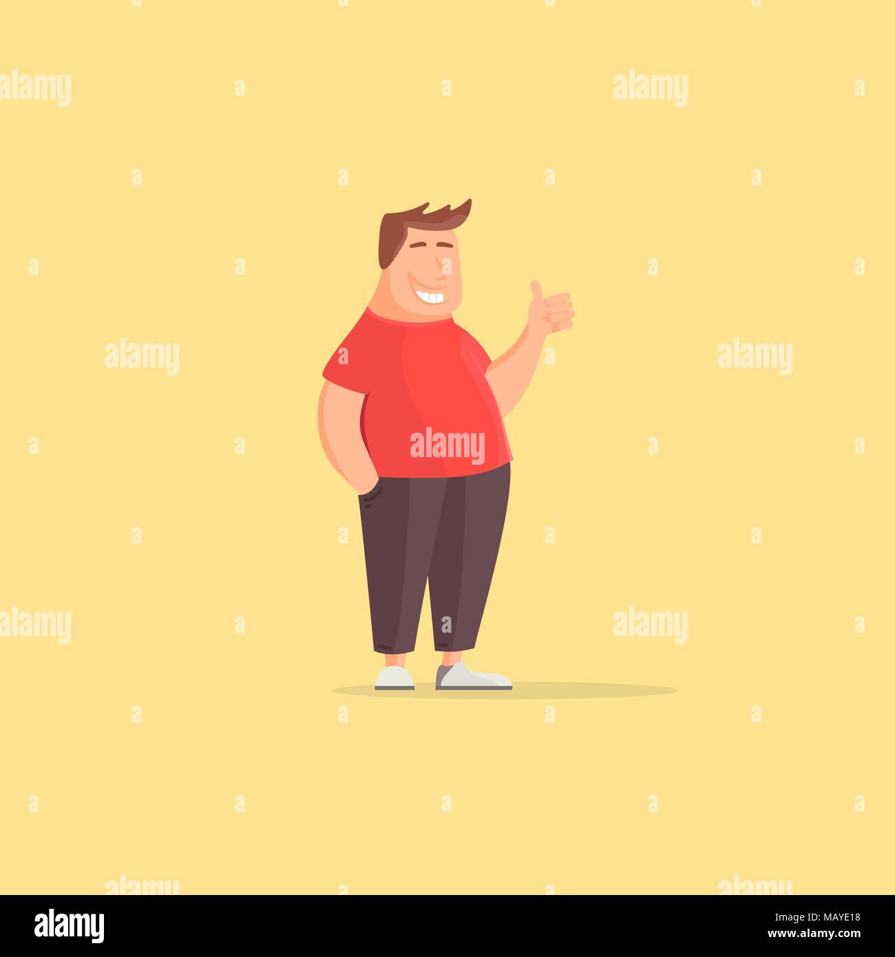 Funny Cartoon Character Fat Guy Illustration Vector Stock Stock Vector Image Art Alamy