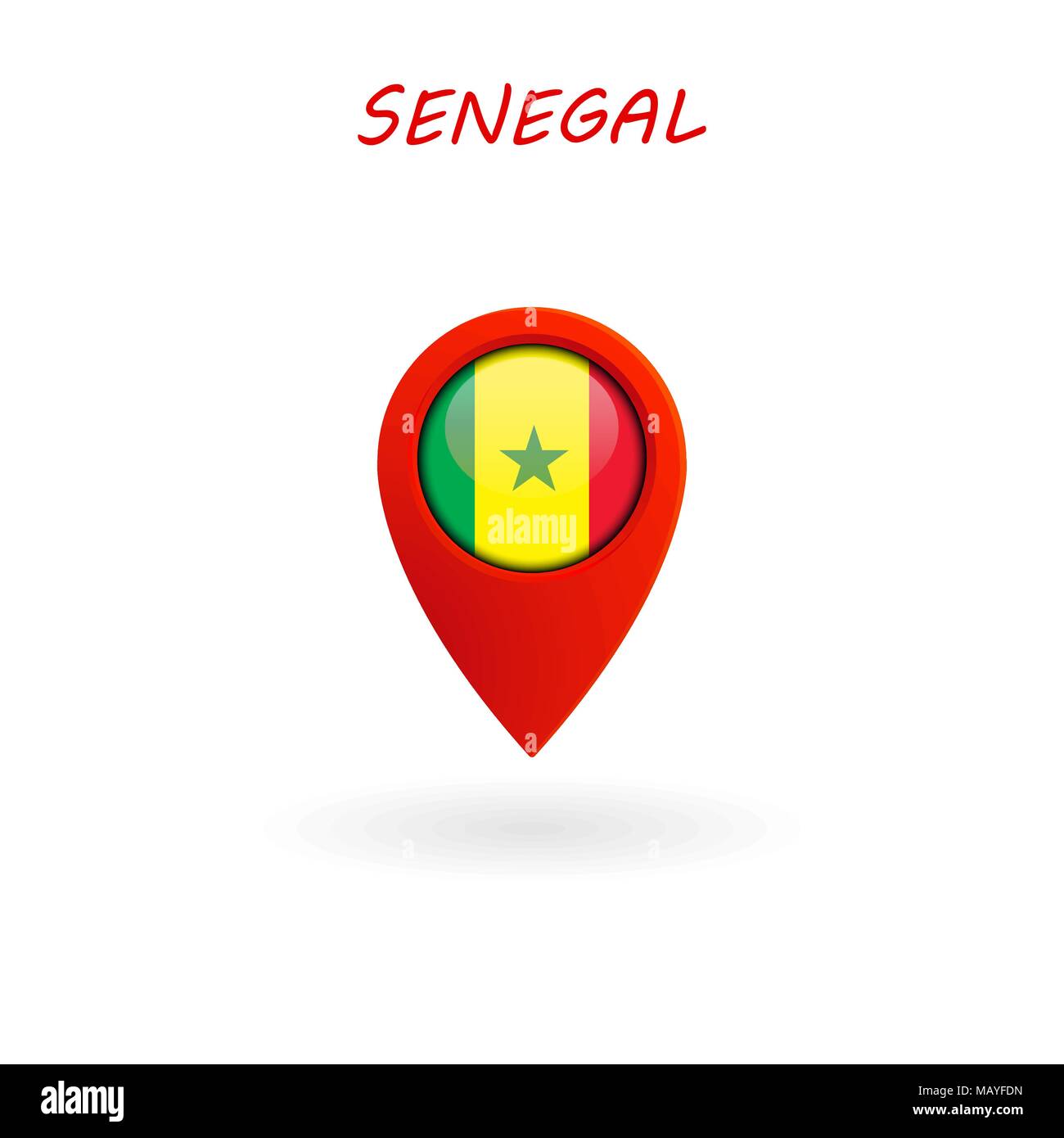 Location Icon for Senegal Flag, Vector Stock Vector