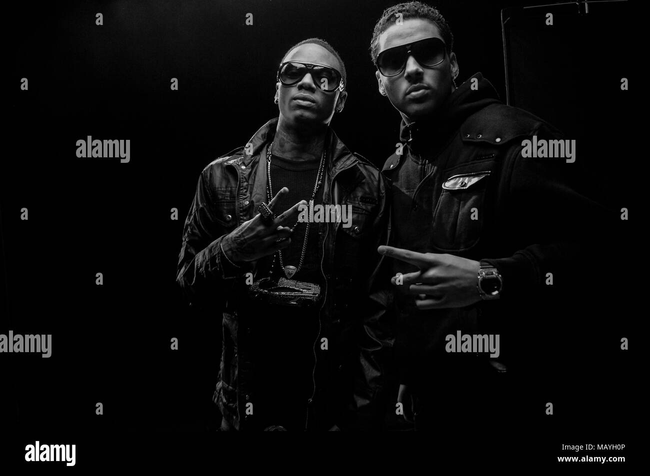Rapper Deandre Way aka Soulja Boy and Quincy Brown on set for Soulja Boy  Tell \