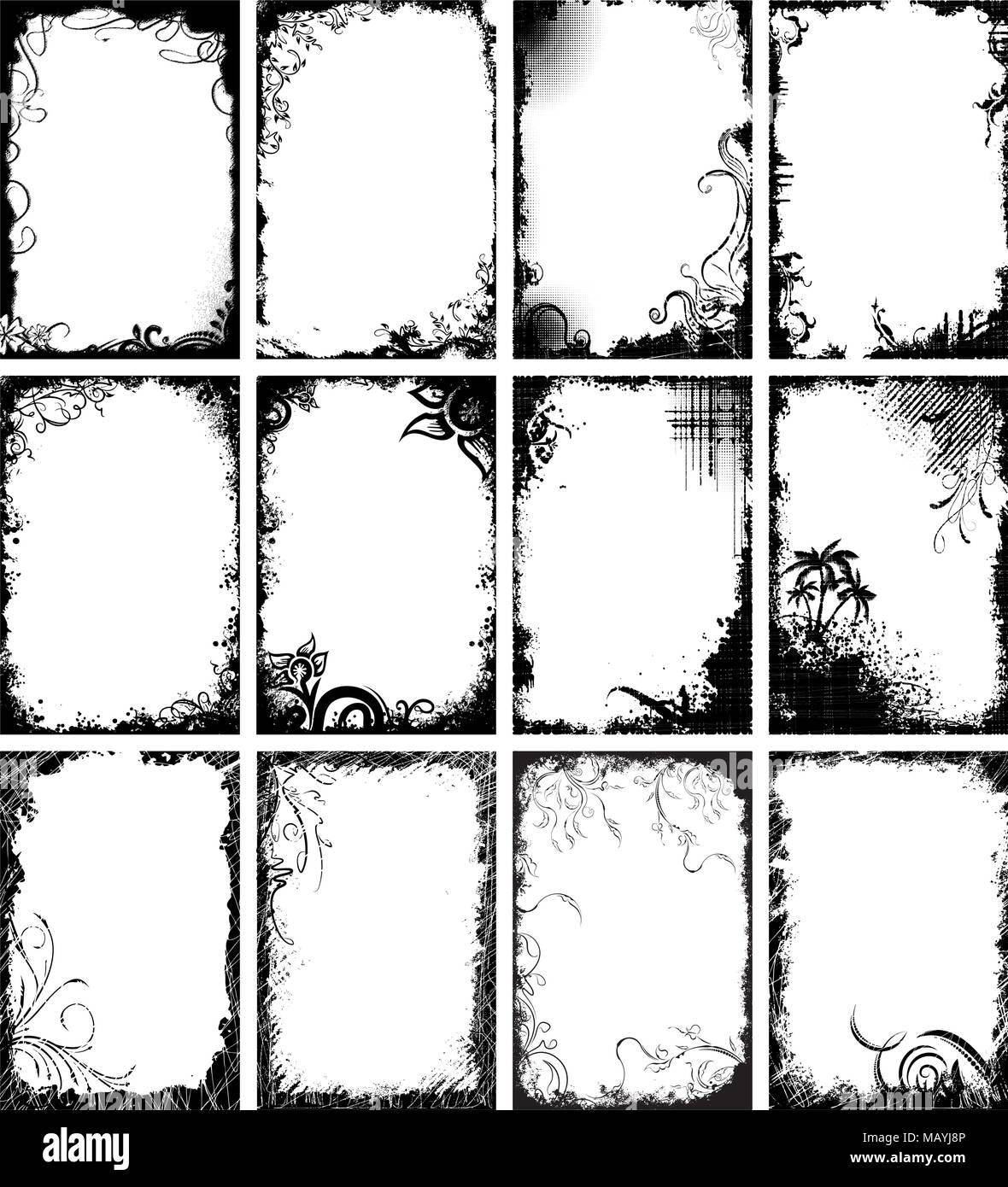 Set of dozen black frames in grunge style Stock Vector Image & Art - Alamy