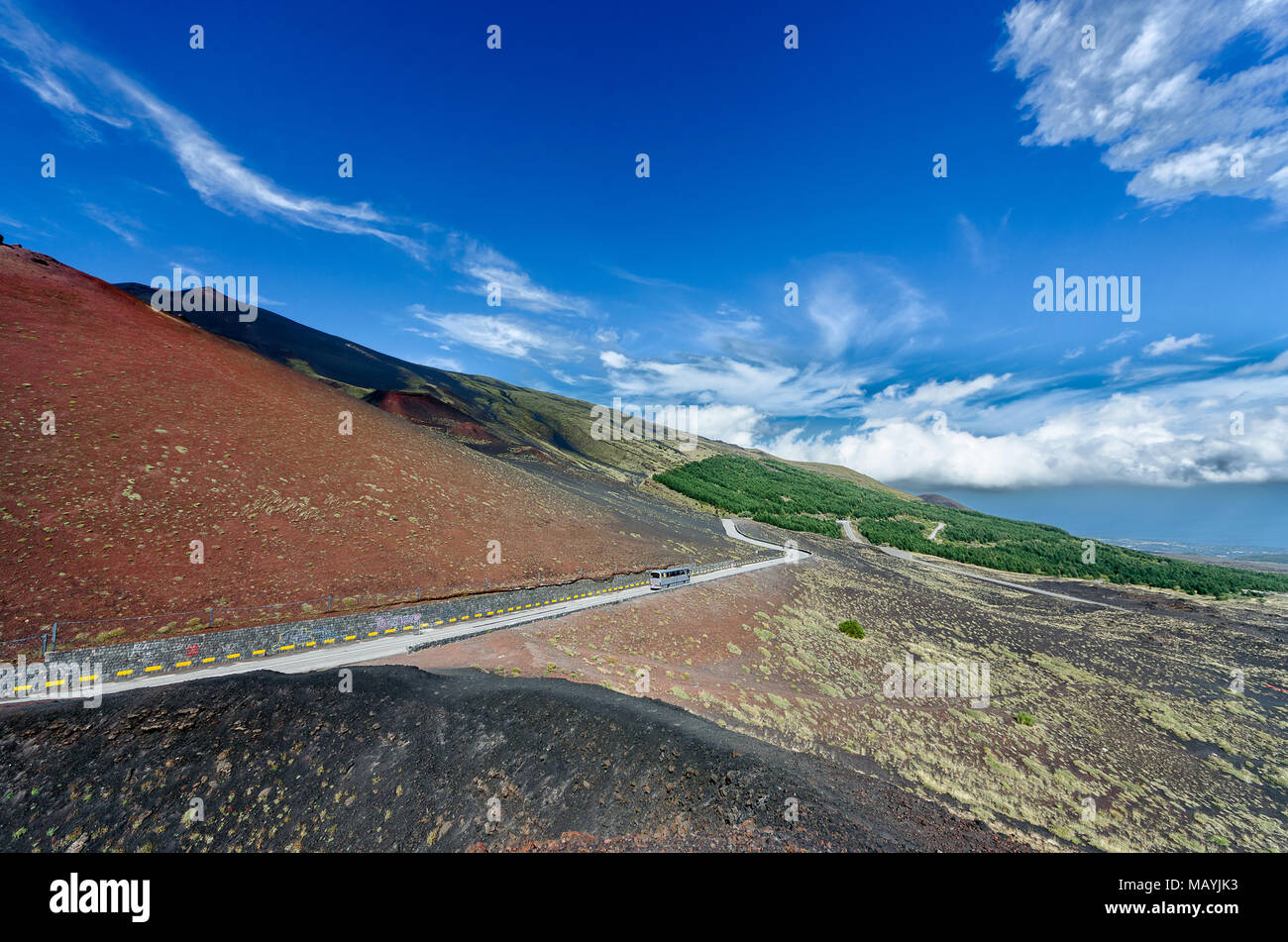 Panorama from Silvestri crater. Etna, Sicily, Catania Stock Photo
