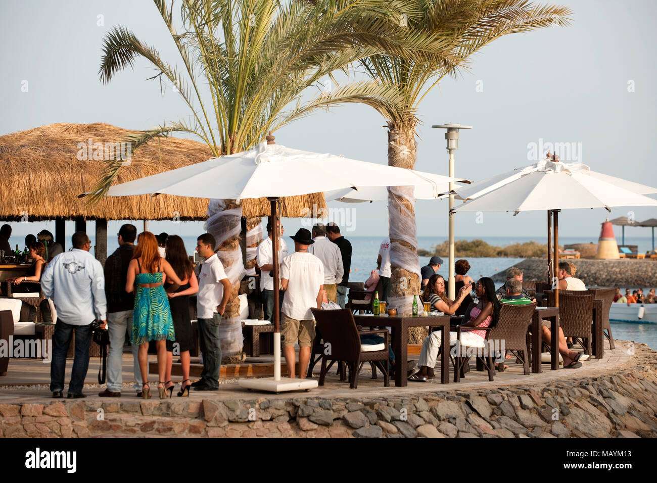 Egypt, Kafr el Gouna, "moods" Restaurant & Bar in der Marina Stock Photo