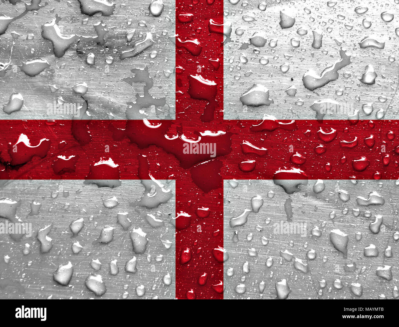 flag of England with rain drops Stock Photo