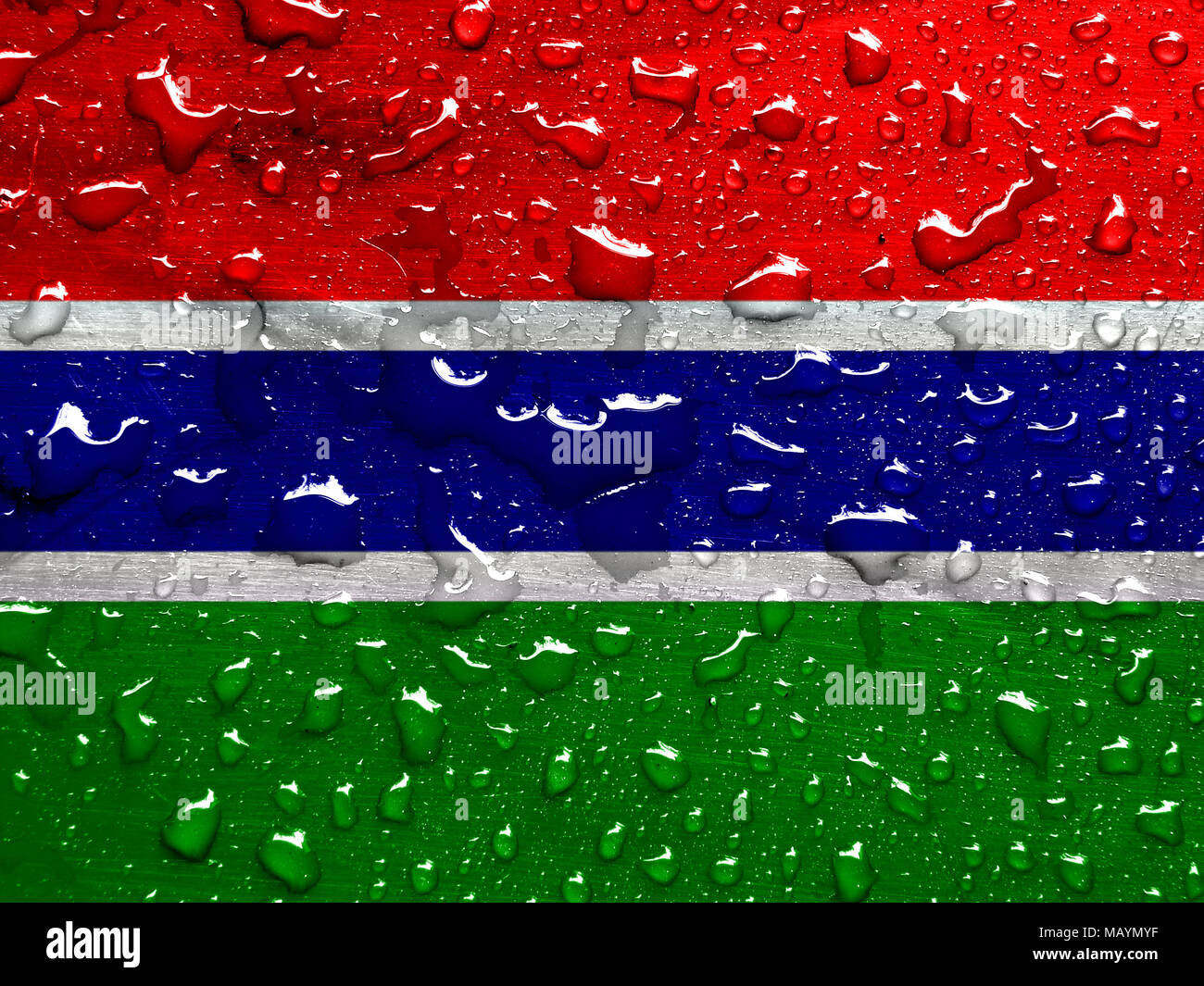flag of Gambia with rain drops Stock Photo - Alamy