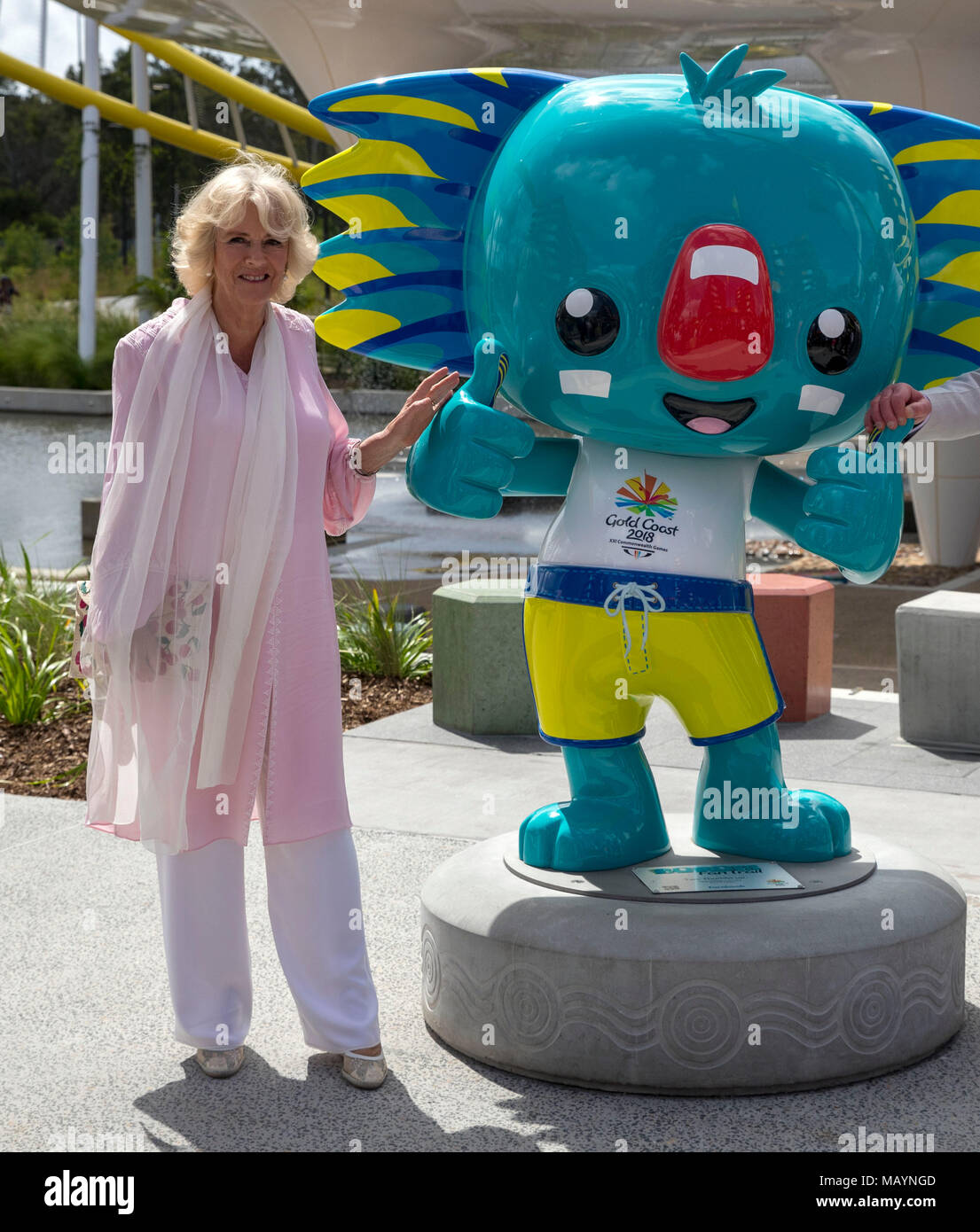 the-prince-of-wales-and-the-duchess-of-cornwall-pose-for-a-photograph-with-borobi-the-blue-koala-the-official-mascot-for-the-2018-gold-coast-commonwealth-games-during-a-visit-to-the-athletes-village-on-day-two-of-their-tour-to-australia-MAYNGD.jpg
