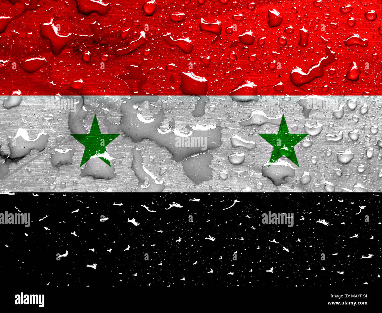 flag of Syria with rain drops Stock Photo