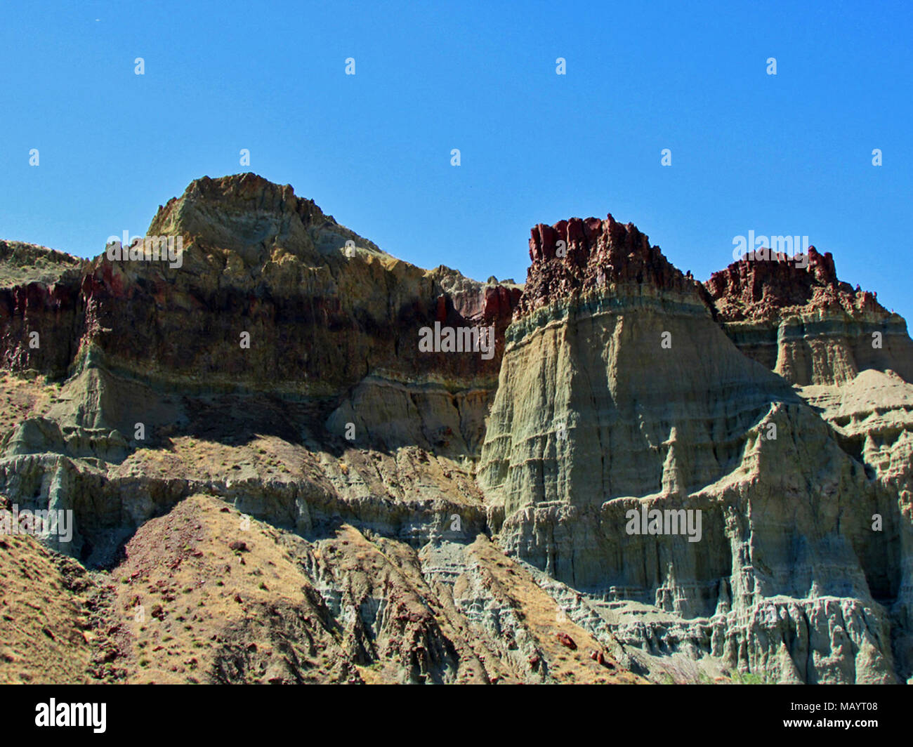 Sheep Rock Unit at John Day Fossil Beds NM in Stock Photo