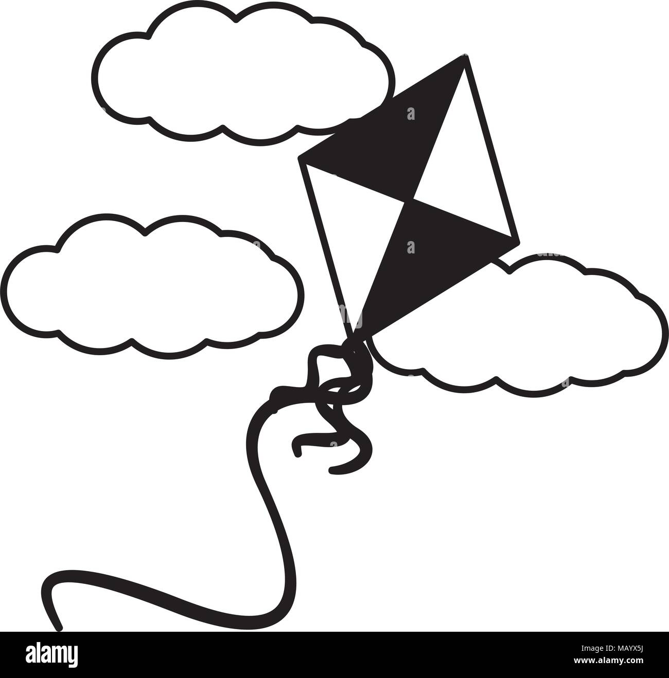 Kites In The Sky Clip Art Black And White