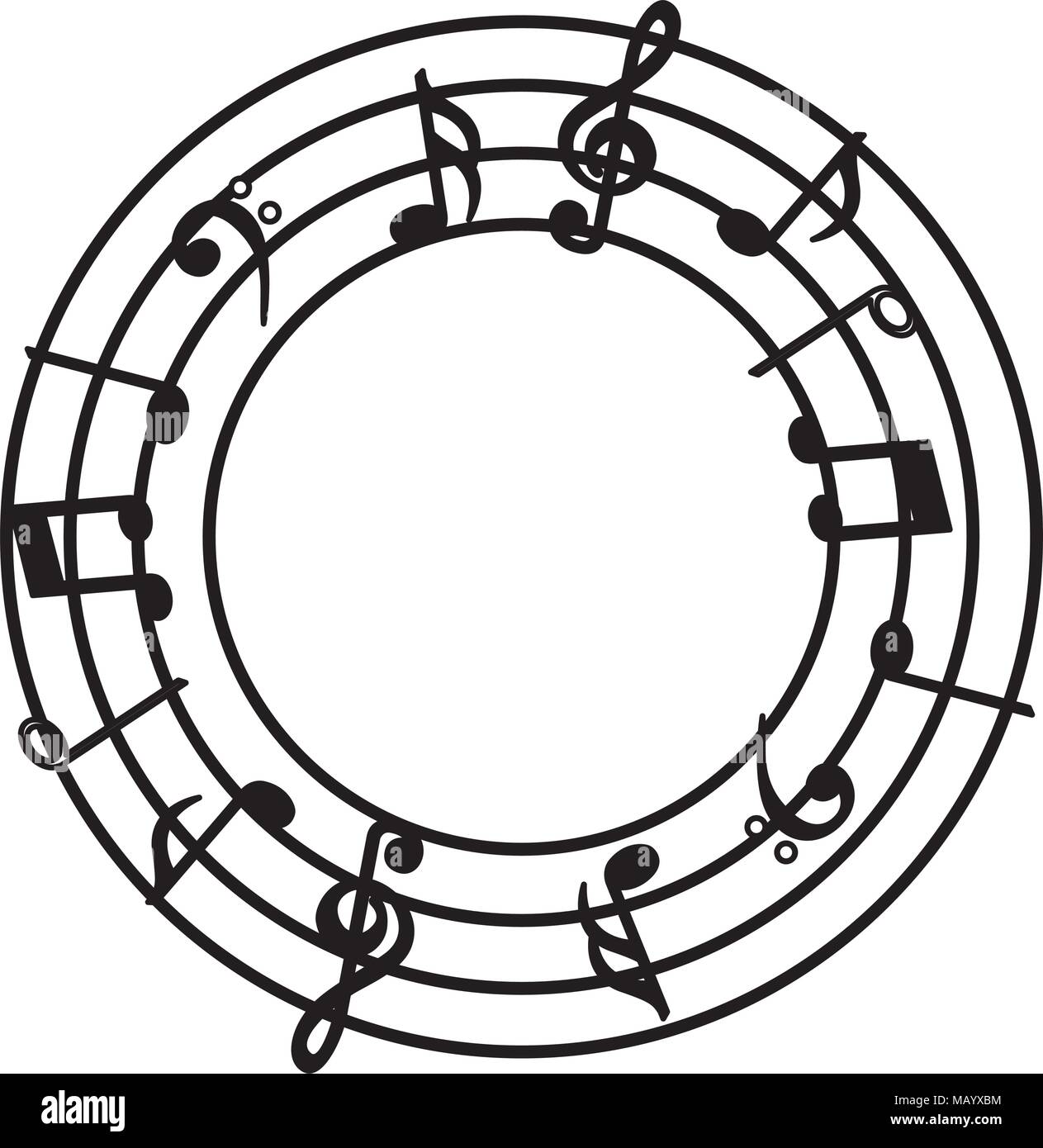 music note sound audio round stave Stock Vector Image & Art - Alamy