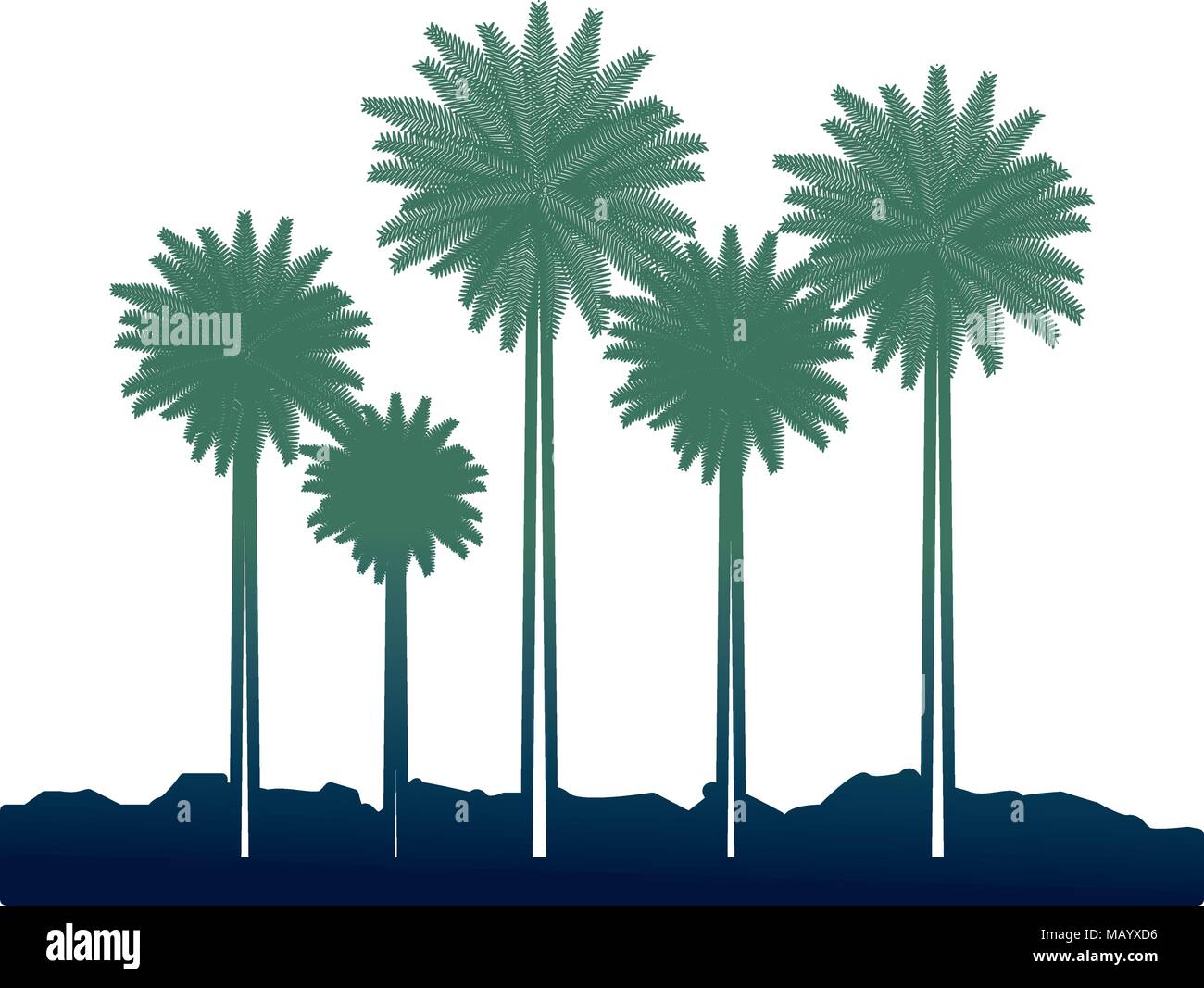 skyline beach island tree palms tropical Stock Vector Image & Art - Alamy