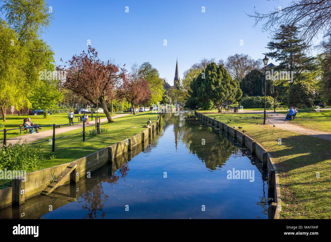 The New River running through Enfield, London, UK Stock Photo