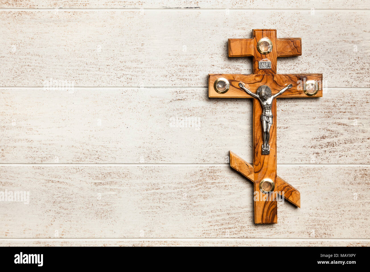 Crucifixion of Jesus made of olive wood Stock Photo - Alamy